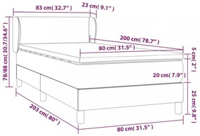 fekete szövet rugós ágy matraccal 80 x 200 cm