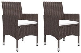 3 részes barna polyrattan és edzett üveg bisztrószett