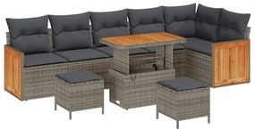 Kerti Kanapé Szett 9 pcs Szürke Sötétszürke 90 x 55 x 71 cm