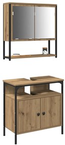 2 Darabos Fürdőszobai Bútor Szett Mesteri Tölgy Engineered Wood
