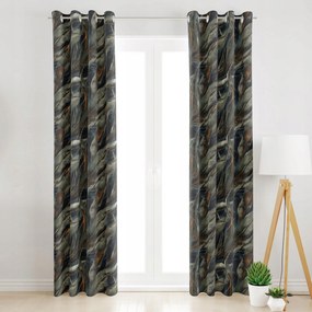 Velvet Függöny Átvezetőkkel Zöld Mintás 145x170