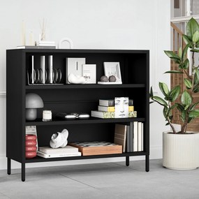 Fekete fém polcos könyvespolc – LUCA Modern 1000 x 900 x 350 mm