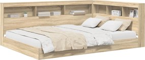 vidaXL Könyvespolcos Ágy fejtámlával sonoma tölgy 160 x 200 cm Faanyag