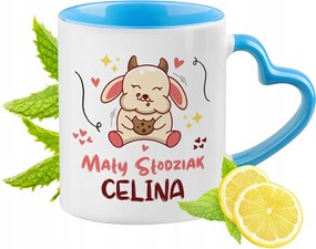 Kék bögre szív alakú füllel Celina számára Ideális Ajándék