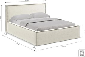 Szürkésbarna kárpitozott ágyneműtartós franciaágy ágyráccsal 160x200 cm Anani – Makamii