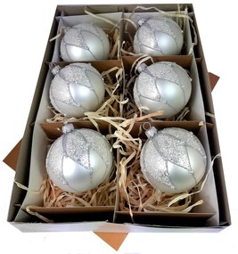 Üveg karácsonyfadísz 6 db 8 cm