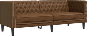 vidaXL 3 személyes barna műbőr Chesterfield kanapé