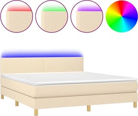 vidaXL krémszínű szövet rugós és LED-es ágy matraccal 180 x 200 cm