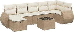 vidaXL 8 részes bézs polyrattan kerti ülőgarnitúra párnával