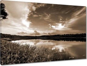 Vászonkép 90x60 Sephia Tájkép Tó