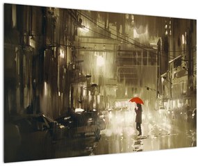 Kép - Nő egy esős éjszakán (90x60 cm)