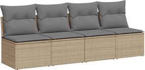 vidaXL 4 személyes bézs polyrattan kerti kanapé párnával