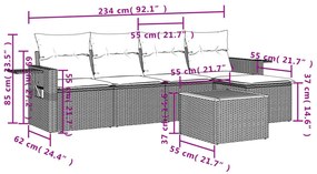 6 részes szürke polyrattan kerti ülőgarnitúra párnákkal