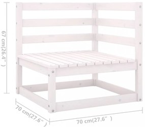 háromszemélyes fehér tömör fenyőfa kerti kanapé