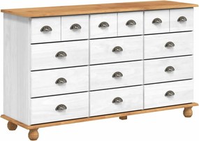vidaXL Fiókos Szekrény ASKIM Fehér 79 x 40 x 133,5 cm Tömör fenyőfa