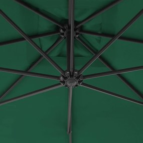 Zöld konzolos napernyő acélrúddal, 300 cm átmérőjű