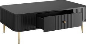 Vesper dohányzóasztal 103x60 cm fiókkal - fekete / arany lábak