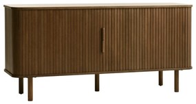 Barna alacsony komód tolóajtóval, tölgyfa dekorral 76x160 cm Cavo – Unique Furniture