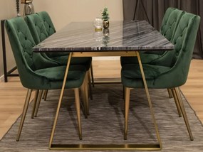 Estelle Velvet Lyx asztali készlet 1+6 szürke/zöld