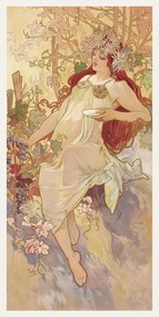 Festmény reprodukció The Seasons: Autumn (Art Nouveau Portrait) - Alphonse Mucha, (20 x 40 cm)