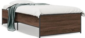 vidaXL barna tölgyszínű szerelt fa és fém ágykeret 75 x 190 cm