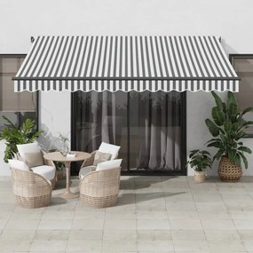 antracitszürke és fehér kézzel kihúzható napellenző 400 x 300cm