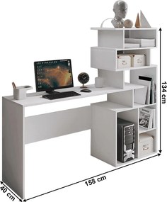 Számítógépasztal, fehér, laminált DTD, MAXIM