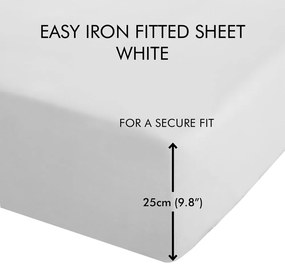 Fehér gumis perkál lepedő 90x190 cm Easy Iron Percale – Catherine Lansfield