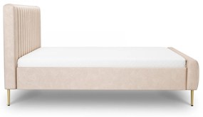 Nicole kárpitozott ágy 160x200 cm hidrofób bézs bársony Salvador 2 / arany lábak