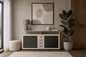 XXL/LUNA Komód Kasmír/Fekete Színben