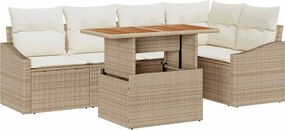 vidaXL Kert étkező szett párnával 6 pcs Beige és krém