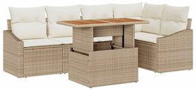 vidaXL Kert étkező szett párnával 6 pcs Beige és krém