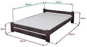 Emily ágy 140x200 cm, diófa Ágyrács: Lamellás ágyrács, Matrac: Coco Maxi 19 cm matrac