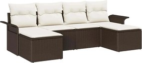 vidaXL Kerti Kanapé Szett tárolóval 6 pcs Barna polirattan