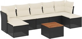 vidaXL 8 részes fekete polyrattan kerti ülőgarnitúra párnákkal