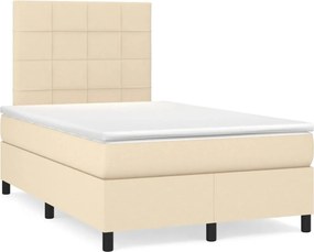 vidaXL krémszínű szövet rugós ágy matraccal 120 x 200 cm