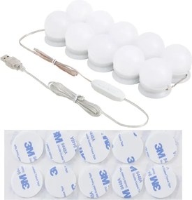 LED sminklámpa füzér 10 izzóval USB állítható fény