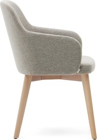 Bézs kárpitozott karfás étkezőfotel Nelida – Kave Home