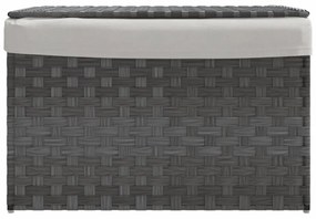 szürke polyrattan szennyeskosár fedéllel 55,5 x 35 x 34 cm