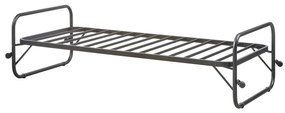 Fekete fém összecsukható egyszemélyes ágy ágyráccsal 90x200 cm Lucy – WOOOD