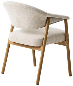 Krémszínű tölgyfa karfás étkezőfotel szett 2 db-os Elk – Unique Furniture