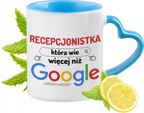 Recepcionista Kék Bögre Szív Alakú Füllel Ajándék