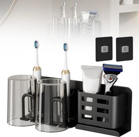 Elektromos fogkefe tartó,Falra szerelhető, két csésze