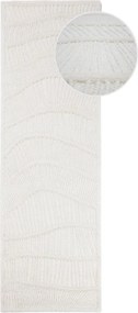Fehér kézi szövésű gyapjúkeverék futószőnyeg 80x230 cm Sculptured Wave – Flair Rugs
