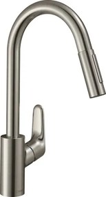 Hansgrohe Focus M41 mosogató csaptelep kihúzható zuhannyal, 2 áram rozsdamentes acél megjelenés 31815800