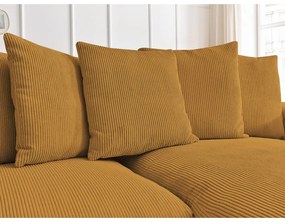 Mustársárga kordbársony kinyitható-tárolóhelyes sarokkanapé Voltaire – Bobochic Paris