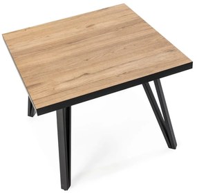 Fekete-natúr színű dohányzóasztal tölgyfa dekoros asztallappal 60x60 cm Sindi – Marckeric