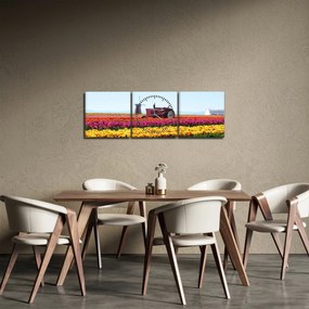 Tulipánfarm képe (órával) (90x30 cm)