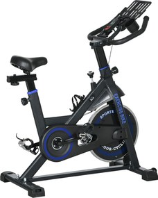 HOMCOM Belső Edzőkerék Állítható Ellenállással, 8 kg Inercia Flywheel, LCD Kijelző, Állítható Kormány és Ülés, Otthoni Edzőterem, Kék | Aosom