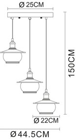 Globo 69030-3H - Mennyezeti függesztékes lámpa 3xE27/60W